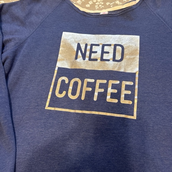 No Boundaries Navy 'Need Coffee' Sweatshirt Graphic Slouchy Sz XL - Picture 2 of 7